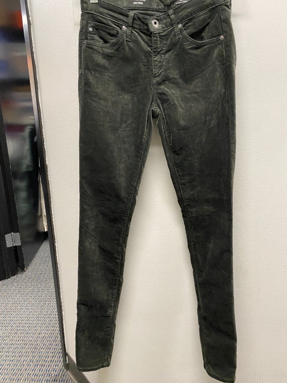 AG Adriano Goldschmied The Legging Super Skinny Corduroy Pants Gray Black 24R